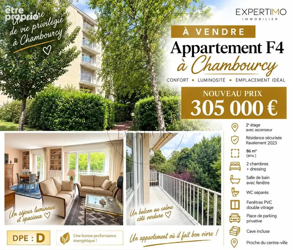 EXCLUSIVITÉ - F4 de 86 m2 avec balcon plein sud, cave et parking - Chambourcy centre. - photo 9