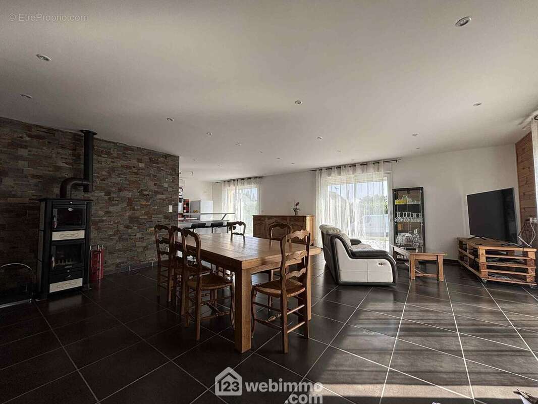 ... le séjour avec poêle à bois. - Maison à DESCARTES