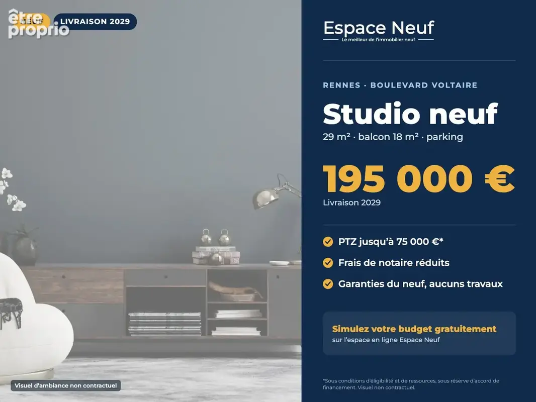 Rennes arsenal redon - bd voltaire - studio avec terrasse - vue degagee - photo 1