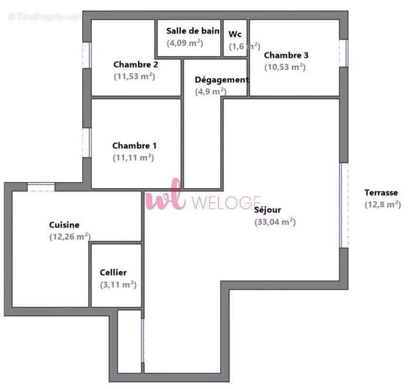 Vourles – Centre village - T4 3 chambres - 91m² environ avec terrasse - photo 12