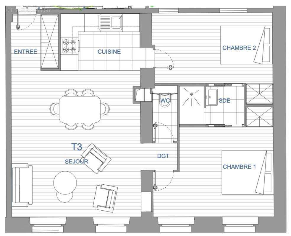 67m2 – T3 plein sud traversant - photo 10