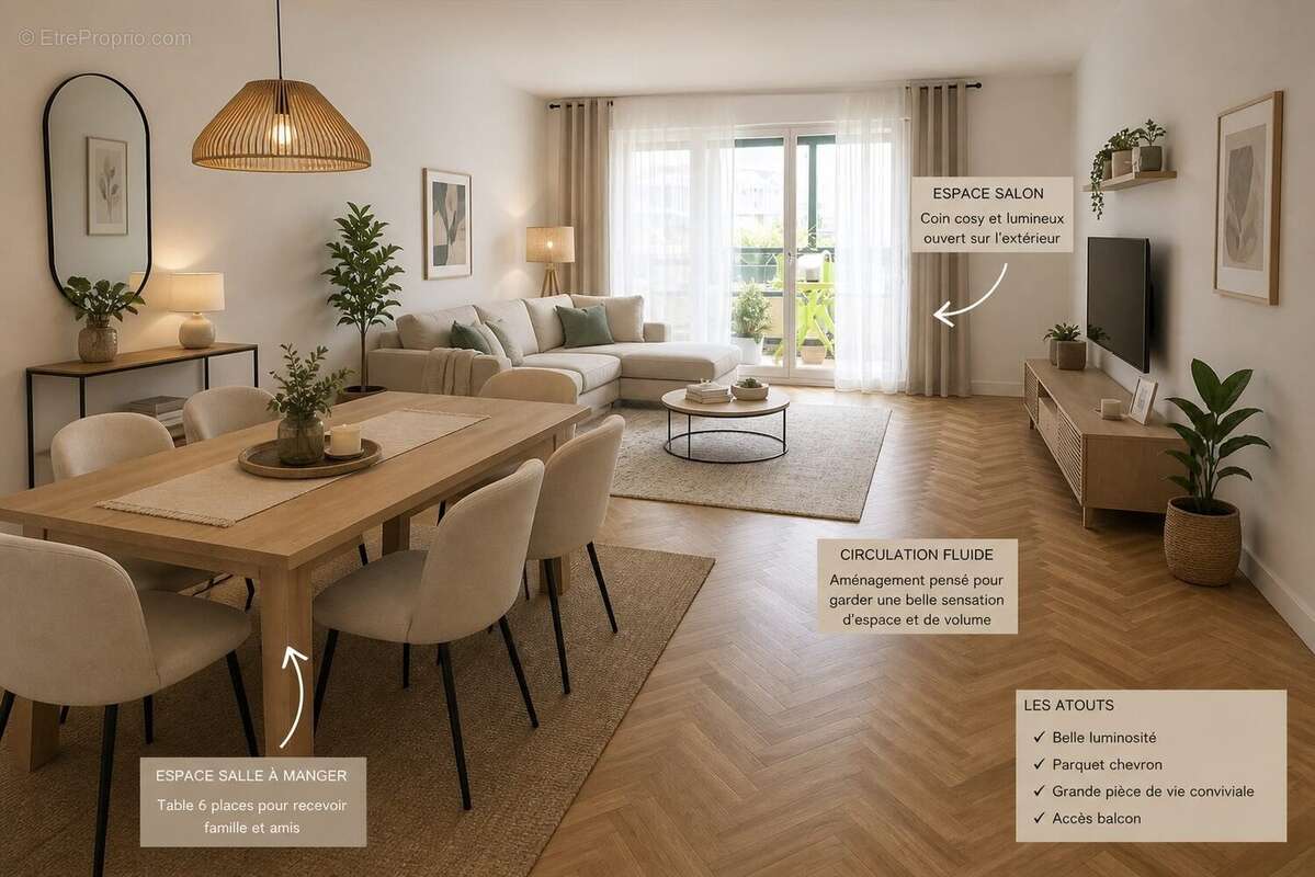 Projection de la pièce de vie - Appartement à VANNES