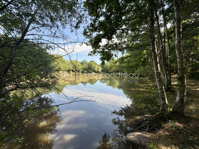 Plan d'eau avec un espace arboré et un chalet - photo 9