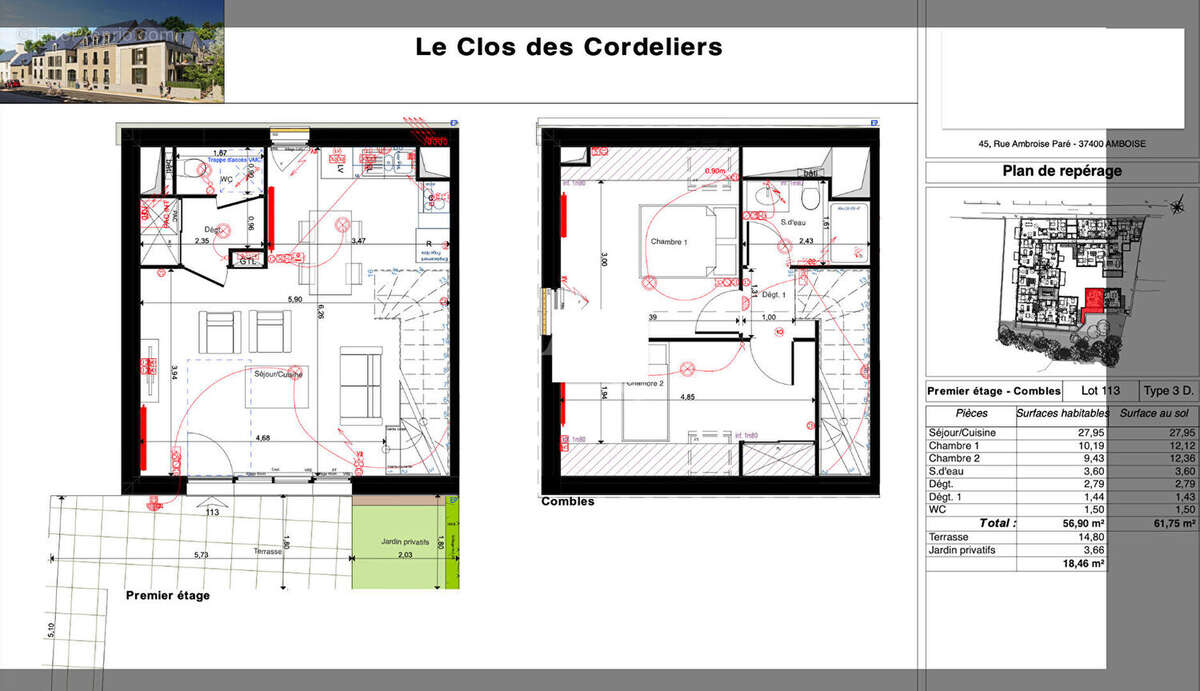 Appartement Amboise 3 pièces + Terrasse + Parking - centre ville - photo 5