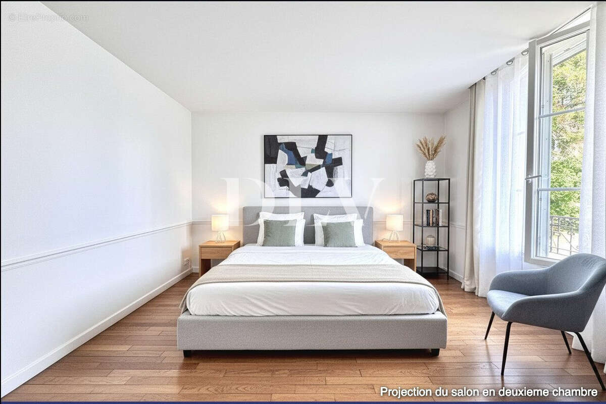 projection d une deuxième chambre à la place du salon - Appartement à FONTAINEBLEAU