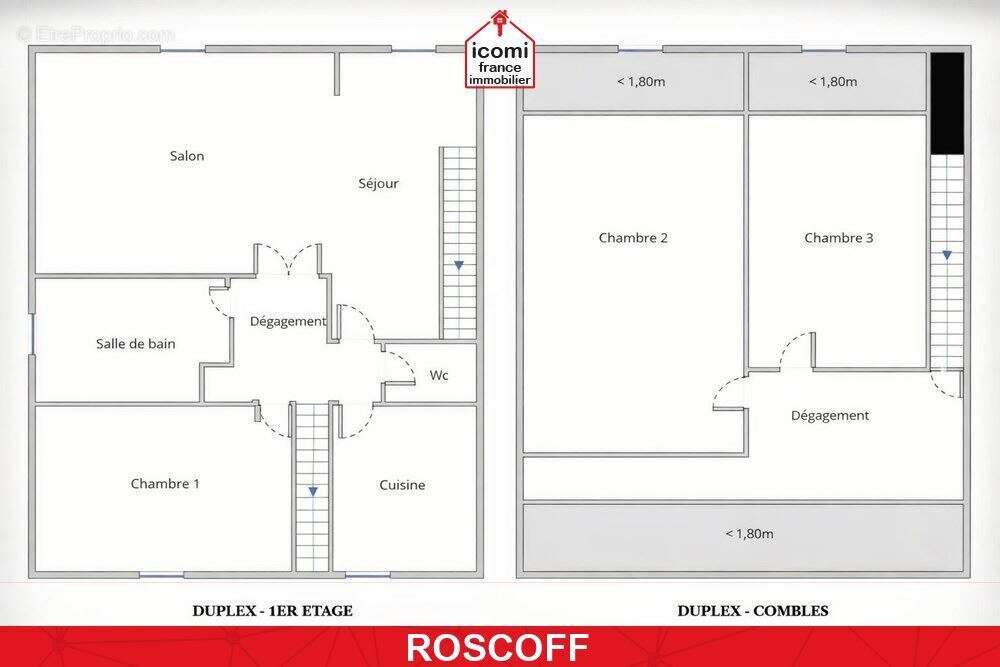 Finistere - roscoff (29680) - a vendre - maison t7 de +150m² : 1 studio et 1 duplex t5  - terrain 350m² environ - garage et stat - photo 10