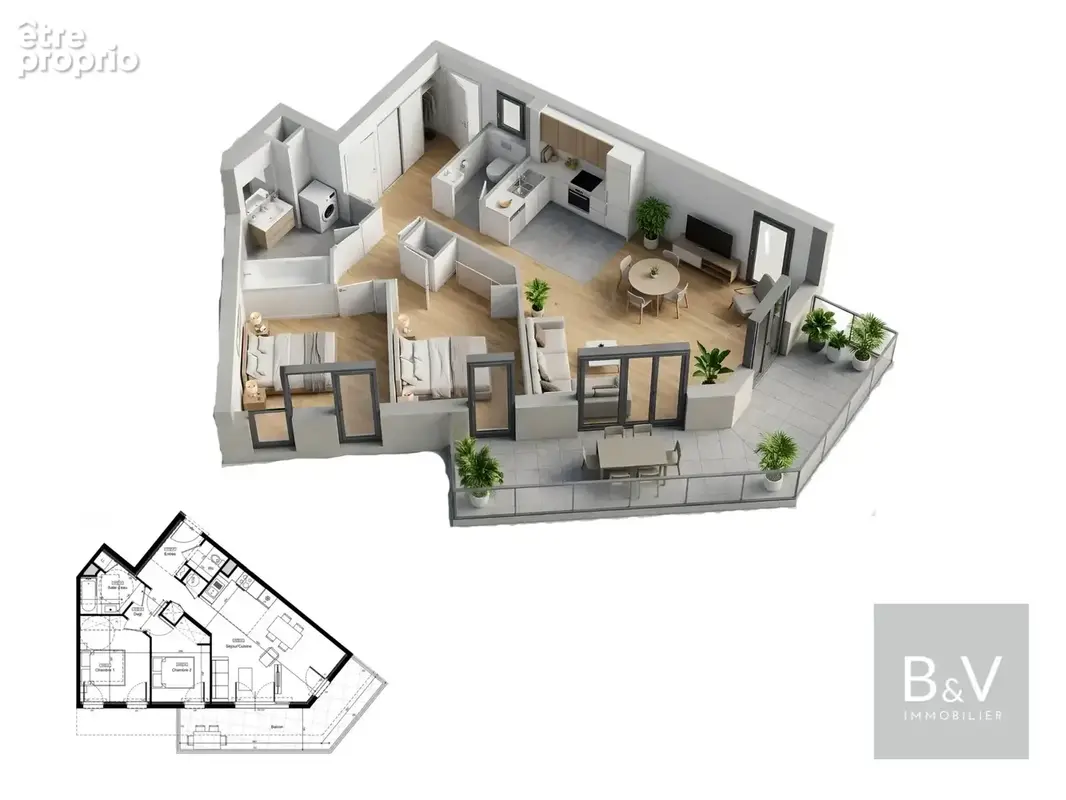 Appartement 3 pièces avec terrasse de 17 m² et 2 parkings en sous-sol - photo 5