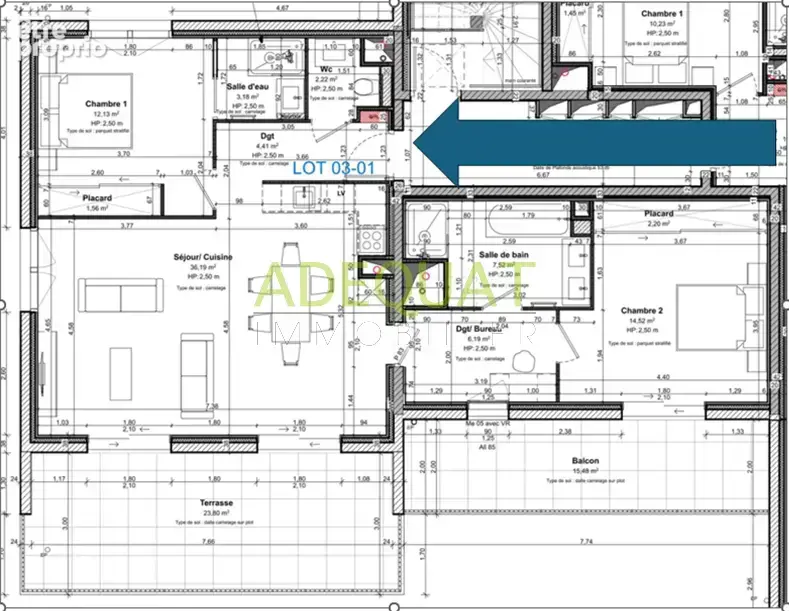 SAINT ANDRE LE GAZ, appartement T3 + 1 parking privatif + terrasses de 40m2... - photo 3