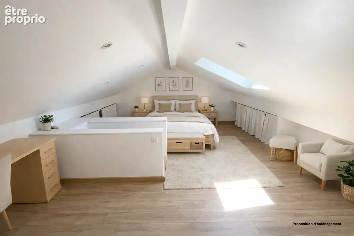 Chambre d\'atelier sous le toit