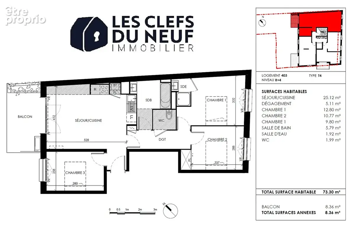 Appartement Toulouse 4 pièces de 74m² + 9m² de balcon + 2 Parkings sous-sol ! CROIX-DE-PIERRE - photo 8