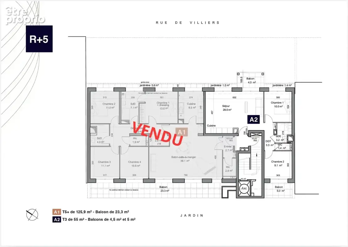 Neuilly/Villiers - 55m²,  2ch, balcon, immeuble neuf - photo 2