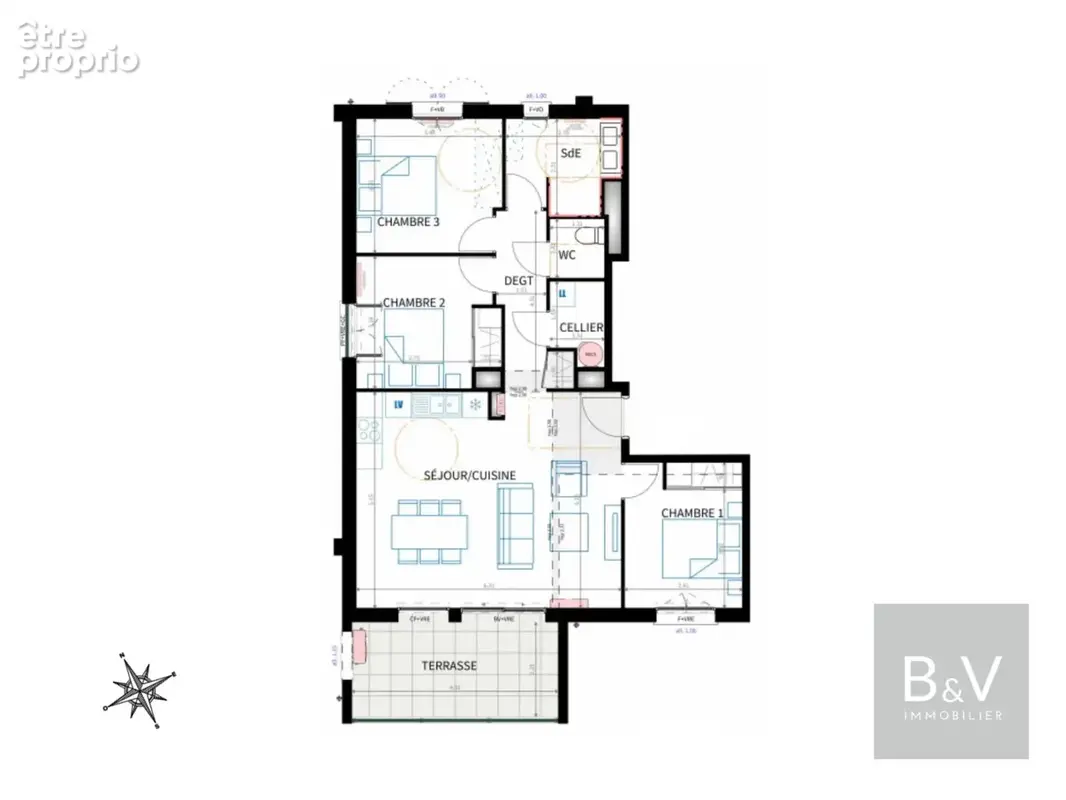 Appartement 4 pièces de 78 m² avec terrasse - photo 4