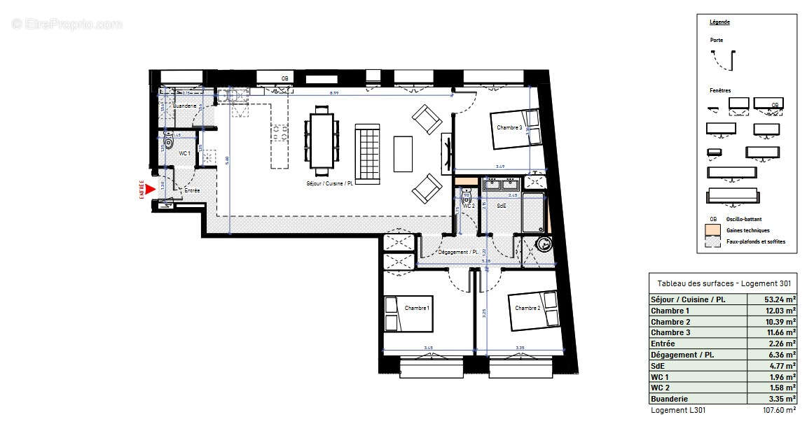 Appartement Beziers 4 pièce(s) 107 m2 avec parkings - photo 3