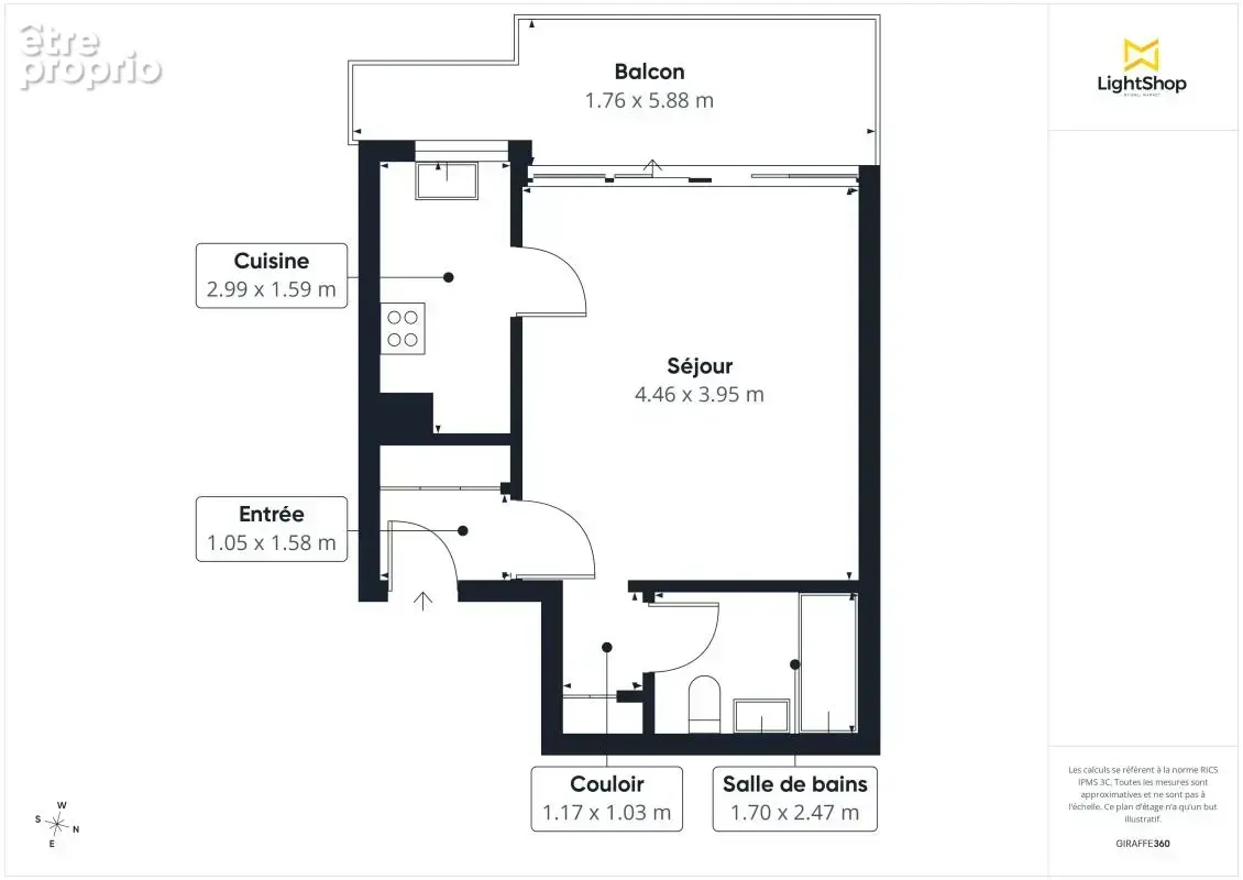 Appartement T1 de 31 m² avec grand balcon de 9m² - Lumineux et calme - Rue Petit, Paris 19ème - photo 3