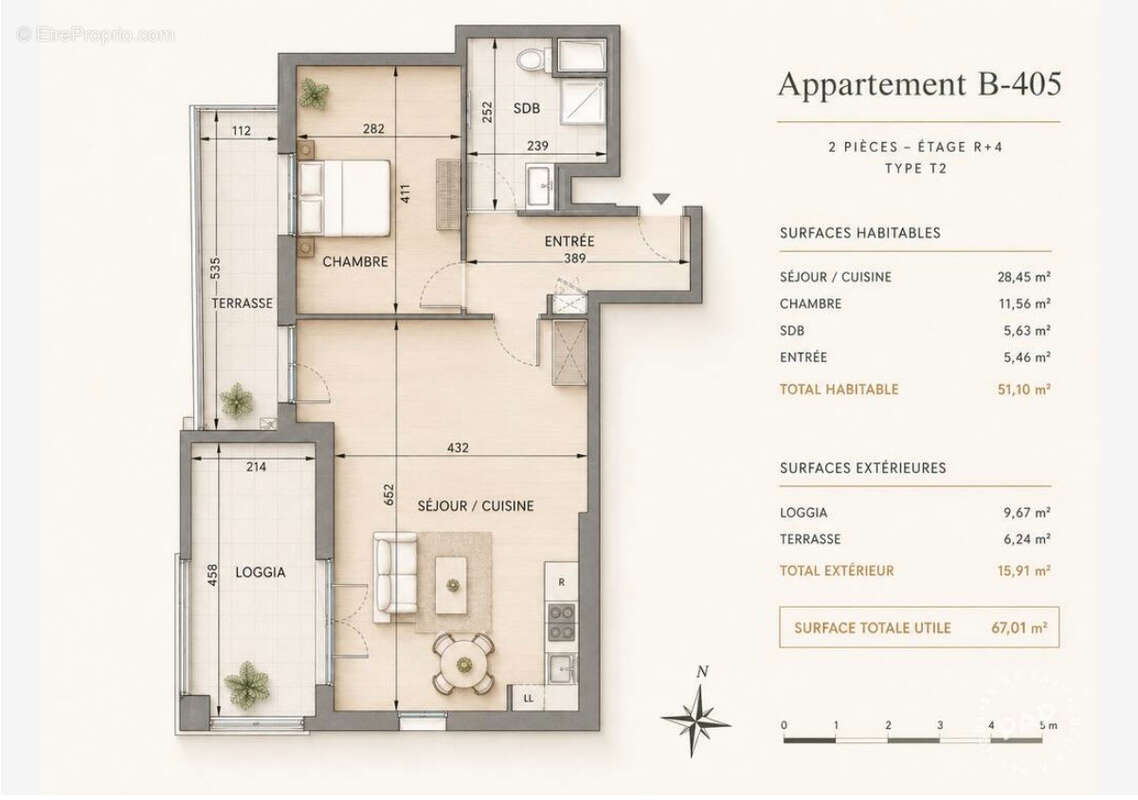 Appartement Chessy 2 pièce(s) 51 m2 - photo 4