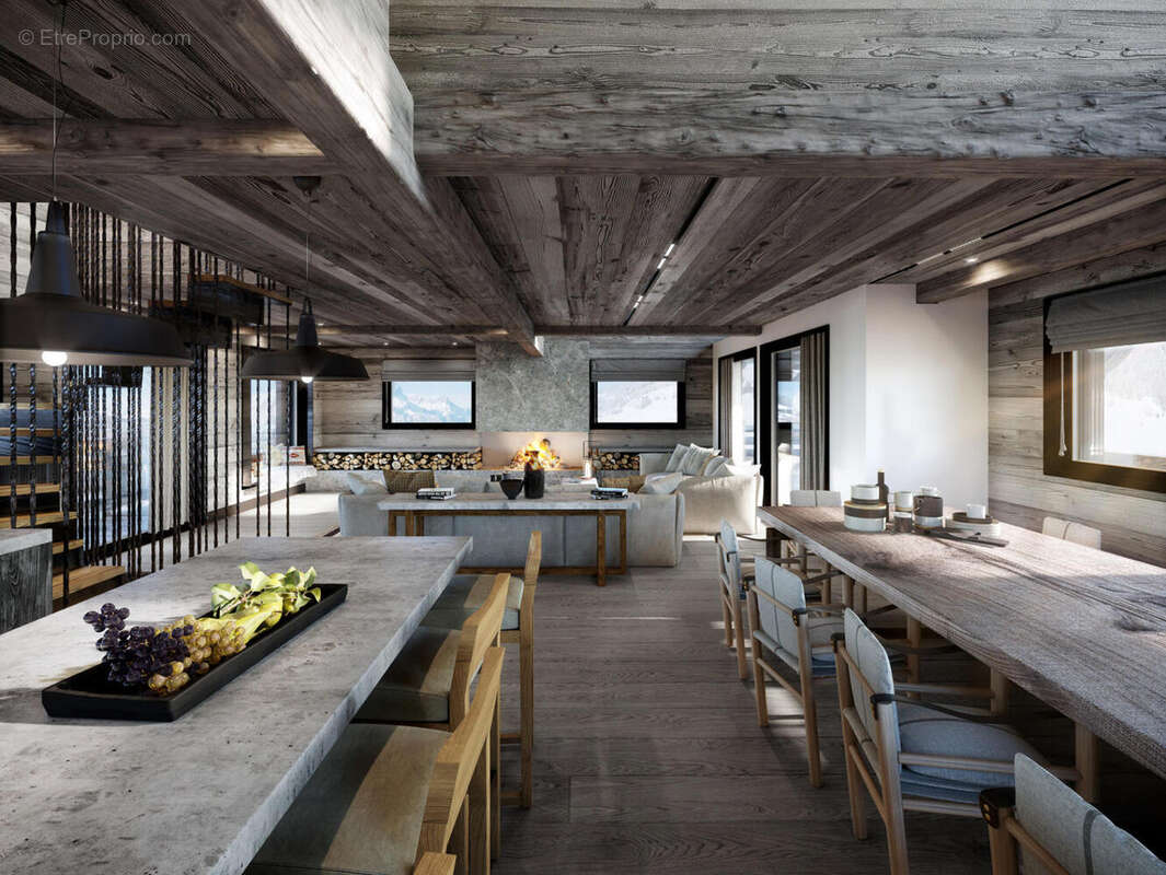 Ski chalet for sale Megeve _CHALET_1_SALON_CUISINE - Maison à MEGEVE