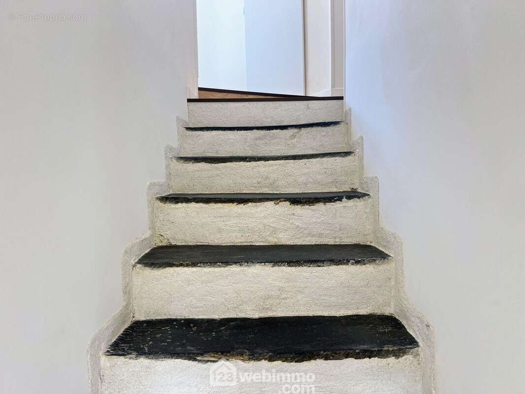 On accède à l'étage par un escalier en pierre d'ardoise authentique... - Maison à ANGERS