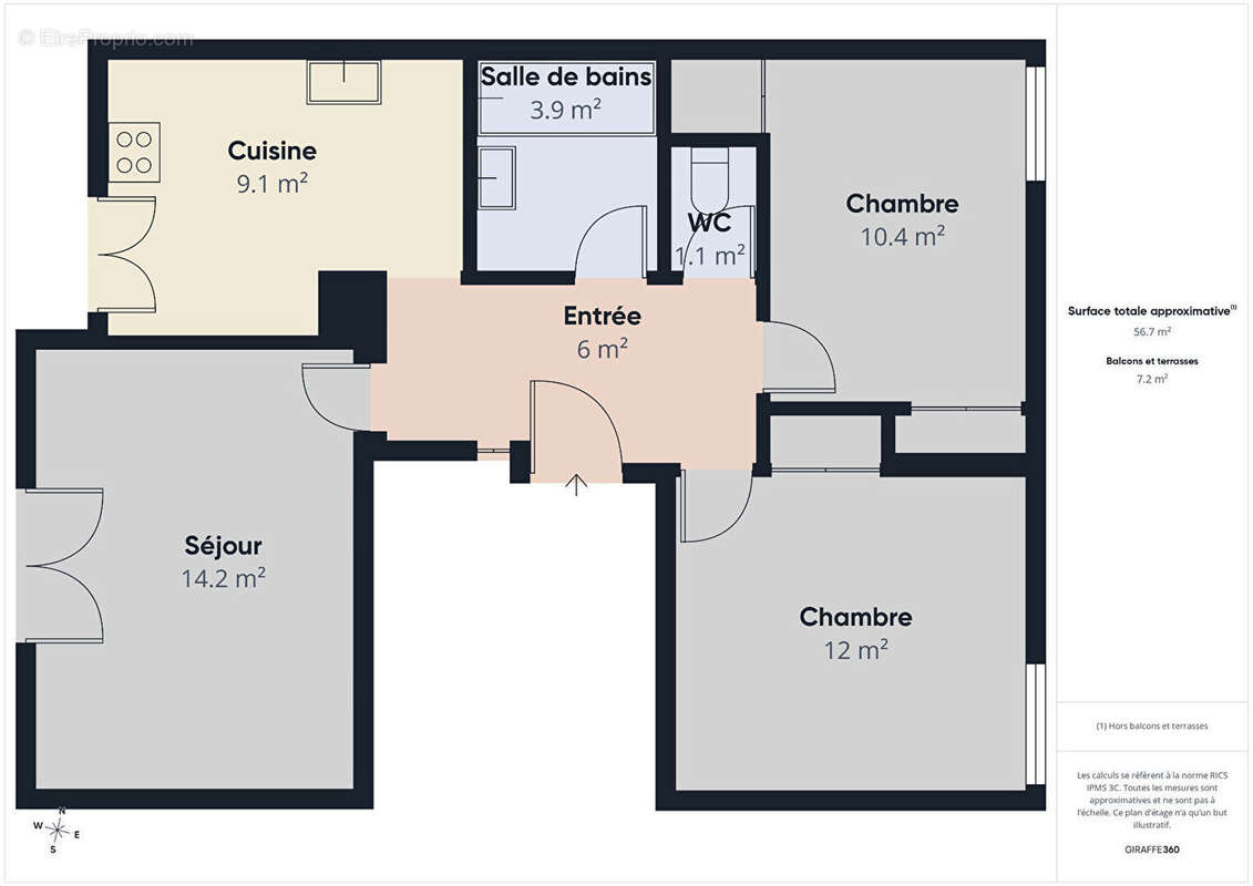 Appartement rénové Valence T3 de 57 m2 avec balcon et cave - photo 14