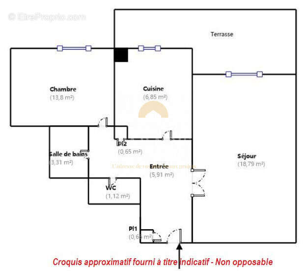 Croquis approximatif - non opposable - Appartement à NICE