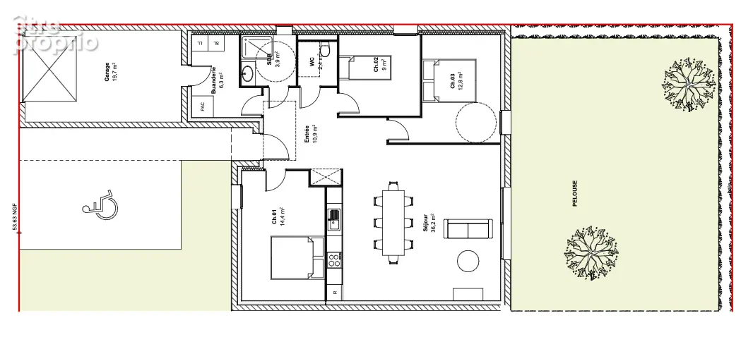 LAIZE-CLINCHAMPS Maison 4 pièces 95.60m2 de plain-pied - photo 3