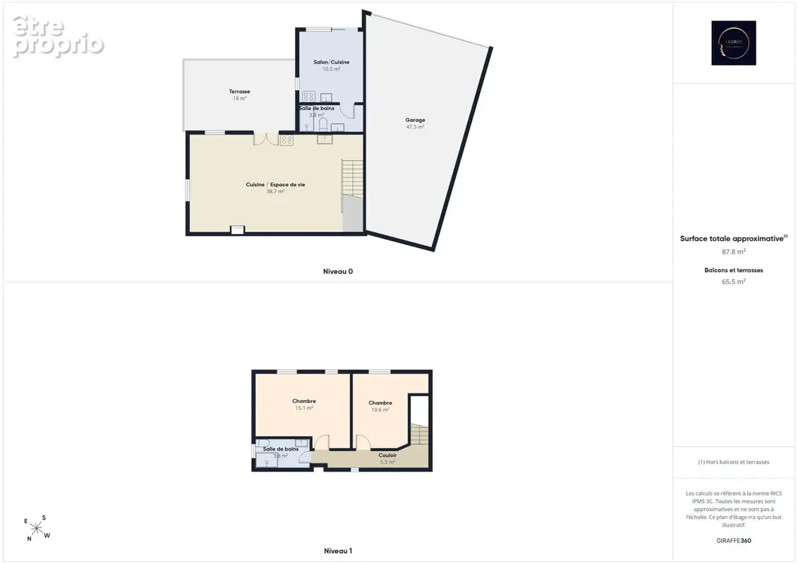 Maison individuelle  73 m2 avec garage d'environ 40 m2 et studio indépendant de 14 m2. - photo 13