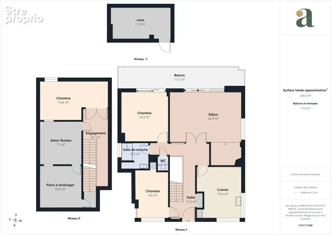 Appartement duplex 125m²  avec balcon, parking et cave en vente à Argenteuil 95100 - photo 3