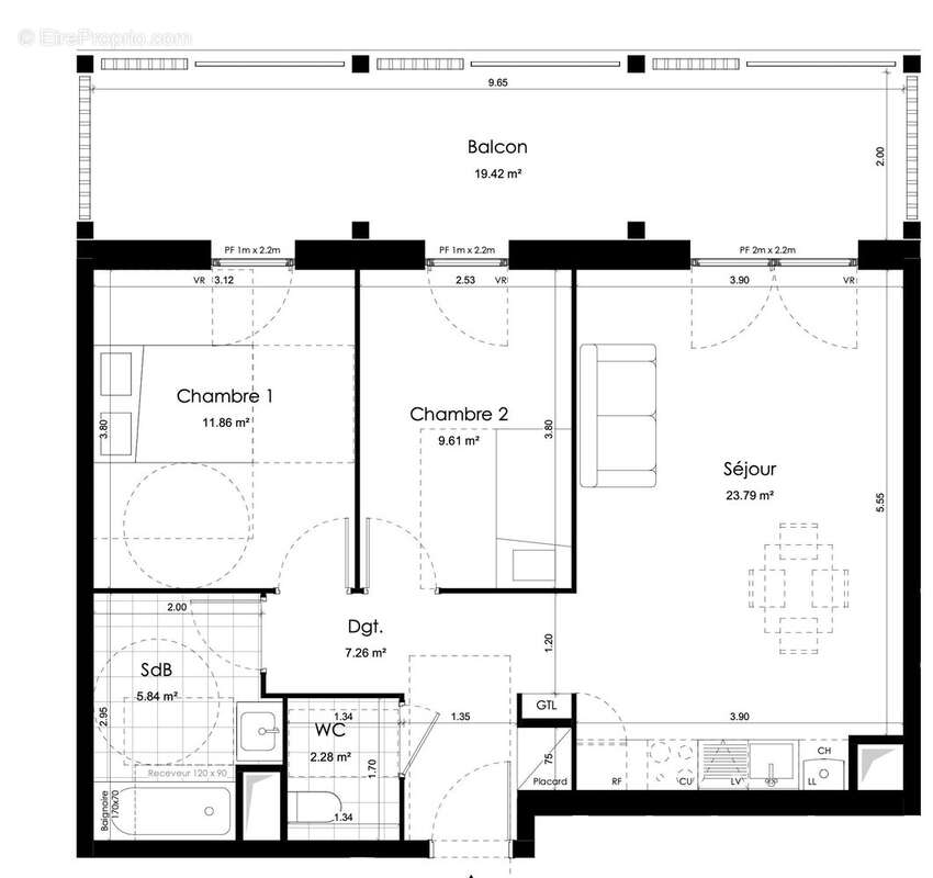 Appartement à DONVILLE-LES-BAINS