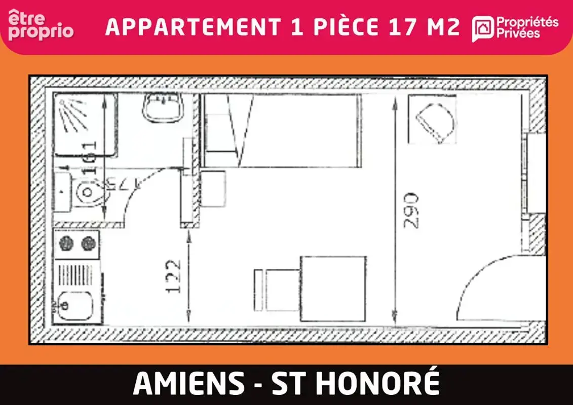 Appartement 1 pièce 17 m2 - Amiens St Honoré-Jeanne d'Arc - photo 8