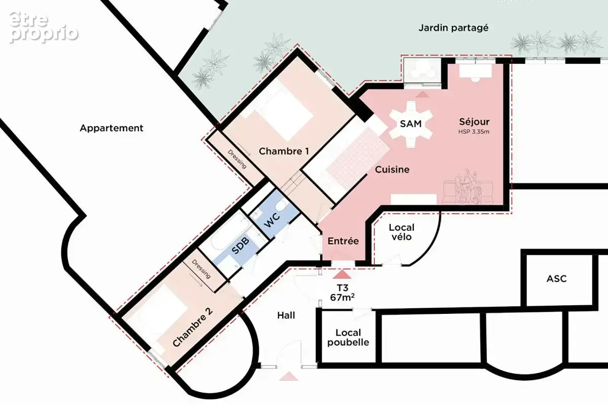 75015 PARIS  Javel - Appartement T3 avec jardin - 67.4m2 -  Proximité Beaugrenelle, Tour Eiffel, Seine - photo 8