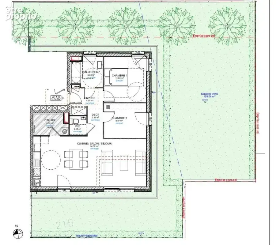 HAGUENAU 3P 74 m2 en rez de jardin avec 199 m2 de jardin cloturé - photo 5