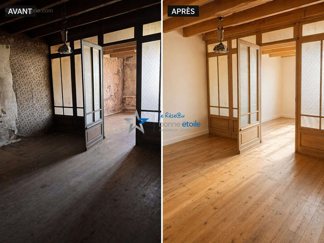 salon rénové après projection - Maison à DAMREMONT