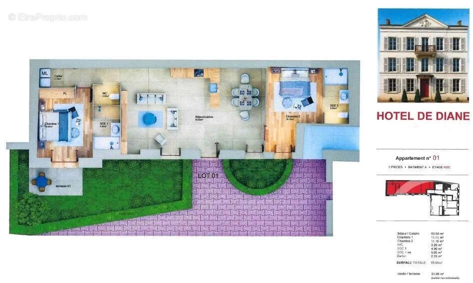 Appartement 95 m² à Anet  - photo 8
