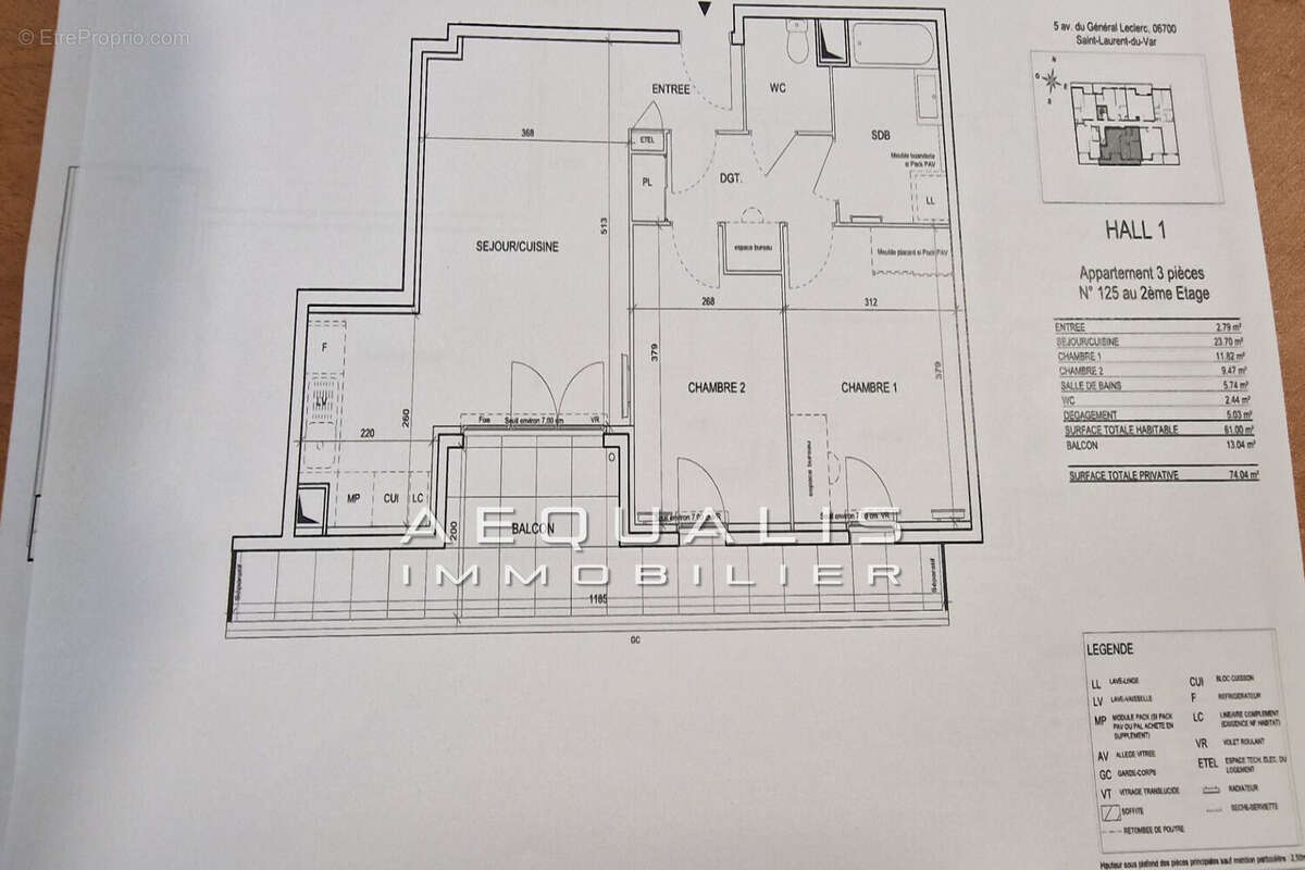 Appartement à SAINT-LAURENT-DU-VAR
