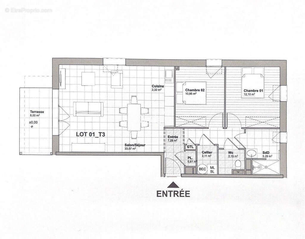 Appartement 76 m² à Lithaire  - photo 2