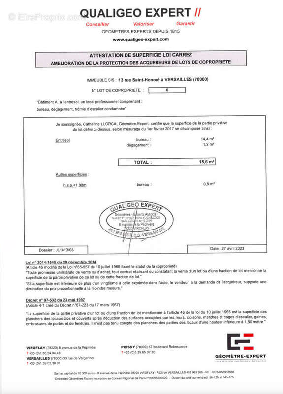 Commerce à VERSAILLES