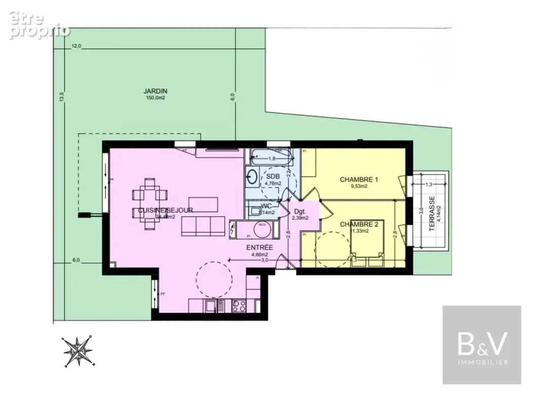 Appartement 3 Pièces de 68 m² avec Terrasse et Jardin - photo 5