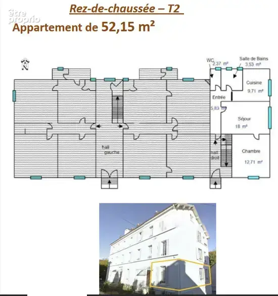 PLAN APPARTEMENT 52.15 M² - Appartement à LONS-LE-SAUNIER
