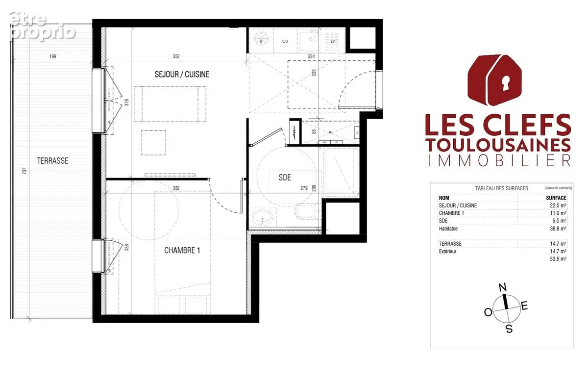 Appartement Toulouse 2 pièces de 40 m2 + 15m² de Terrasse ! - photo 8