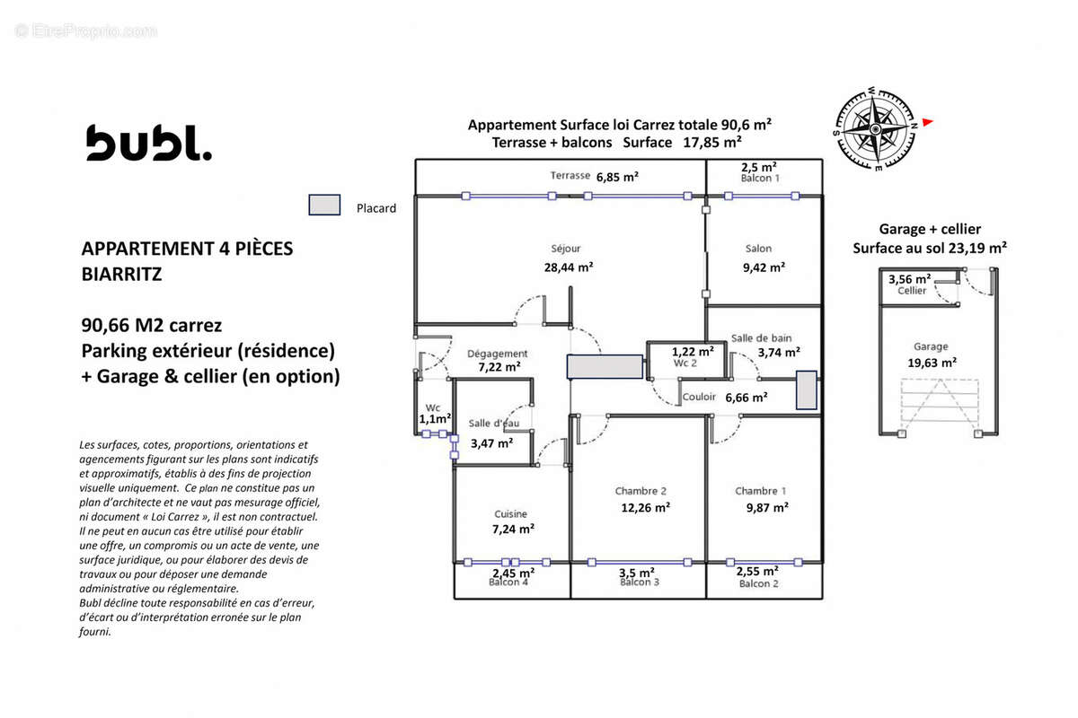 Biarritz parc d’hiver   90,60 m2   2/3 chambres   balcons   parking - photo 12