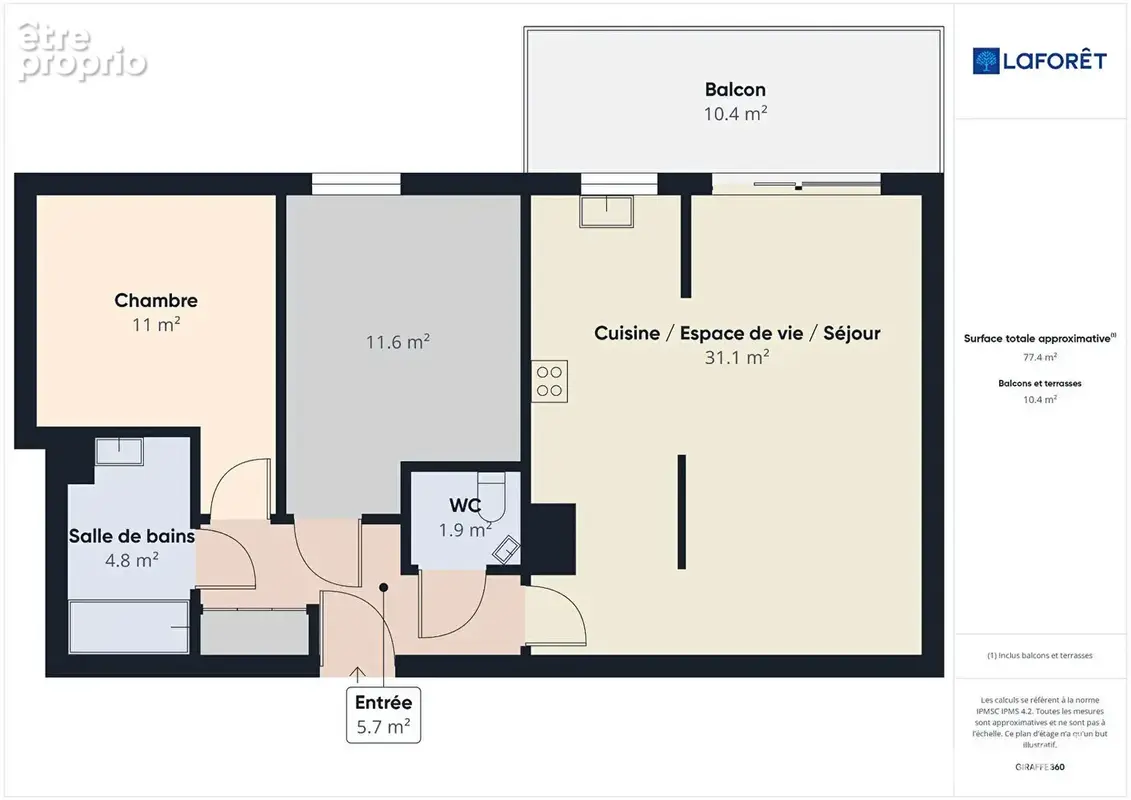 Appartement Rosenau 3 pièces meublé de 68.69 m² - photo 14