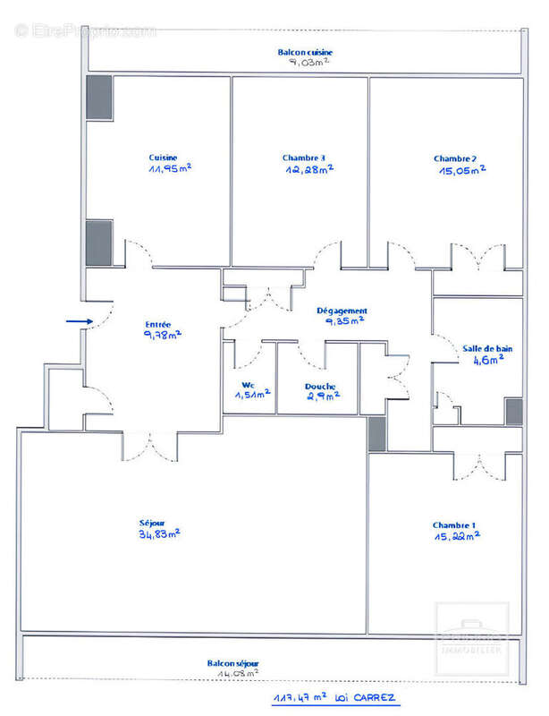 Lyon 6, 117.47m², deux balcons, garage - photo 13