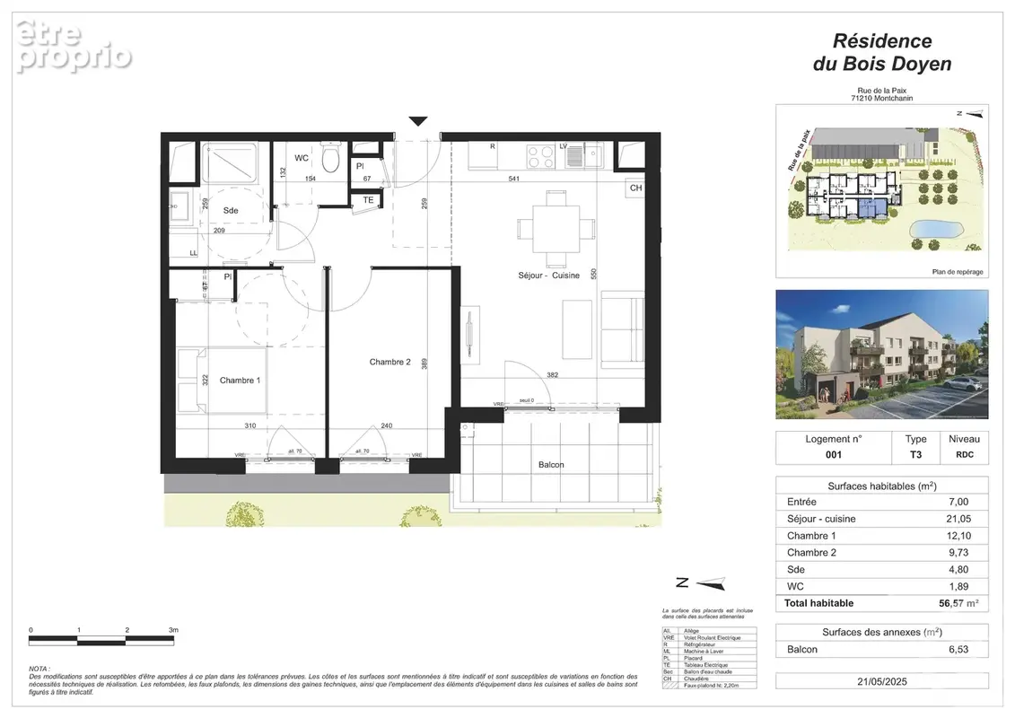 Appartement 56 m² à Montchanin  - photo 2