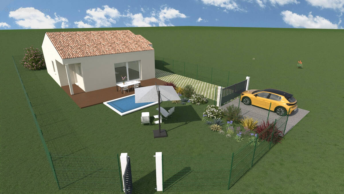 Pouzols - terrain 481,91 m2   et proposition de projet de maison de plain-pied 3 chambres - photo 2
