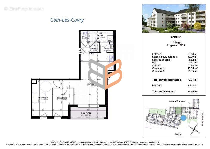 Appartement 72 m² à Coin-Les-Cuvry  - photo 3