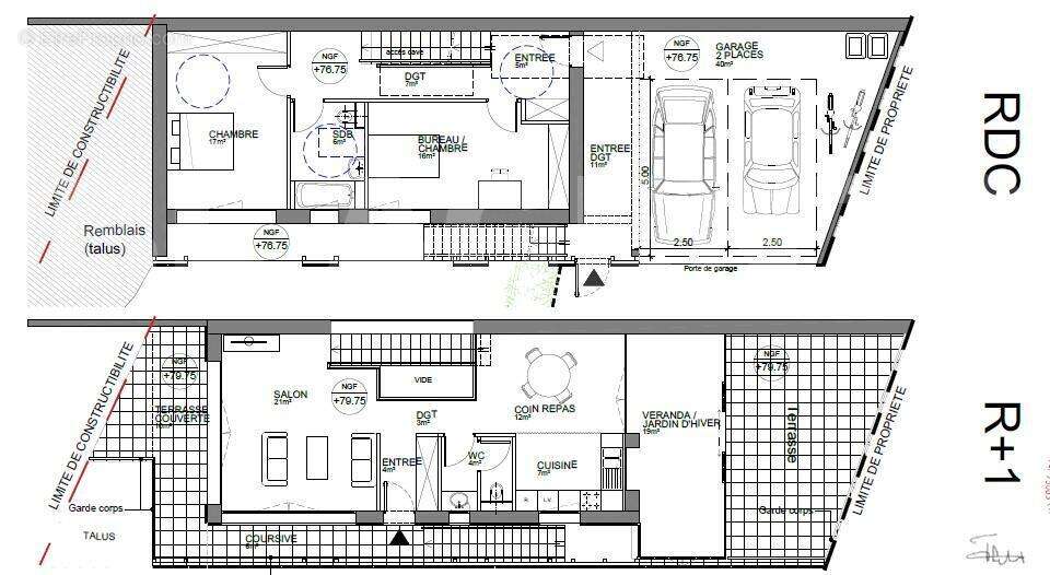 Plans RDC et R+1 - Terrain à BAILLY-ROMAINVILLIERS