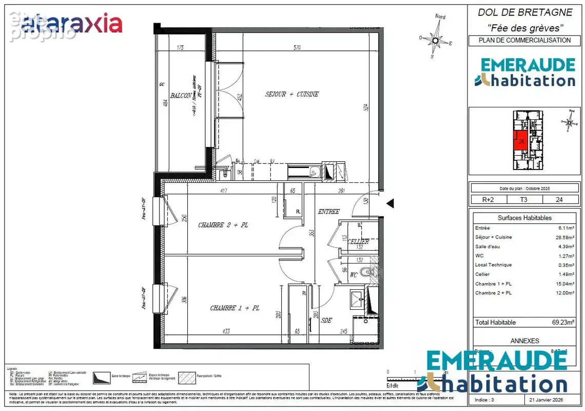 Appartement 3 pièces 69 m² à vendre à Dol-De-Bretagne (35120) - photo 2