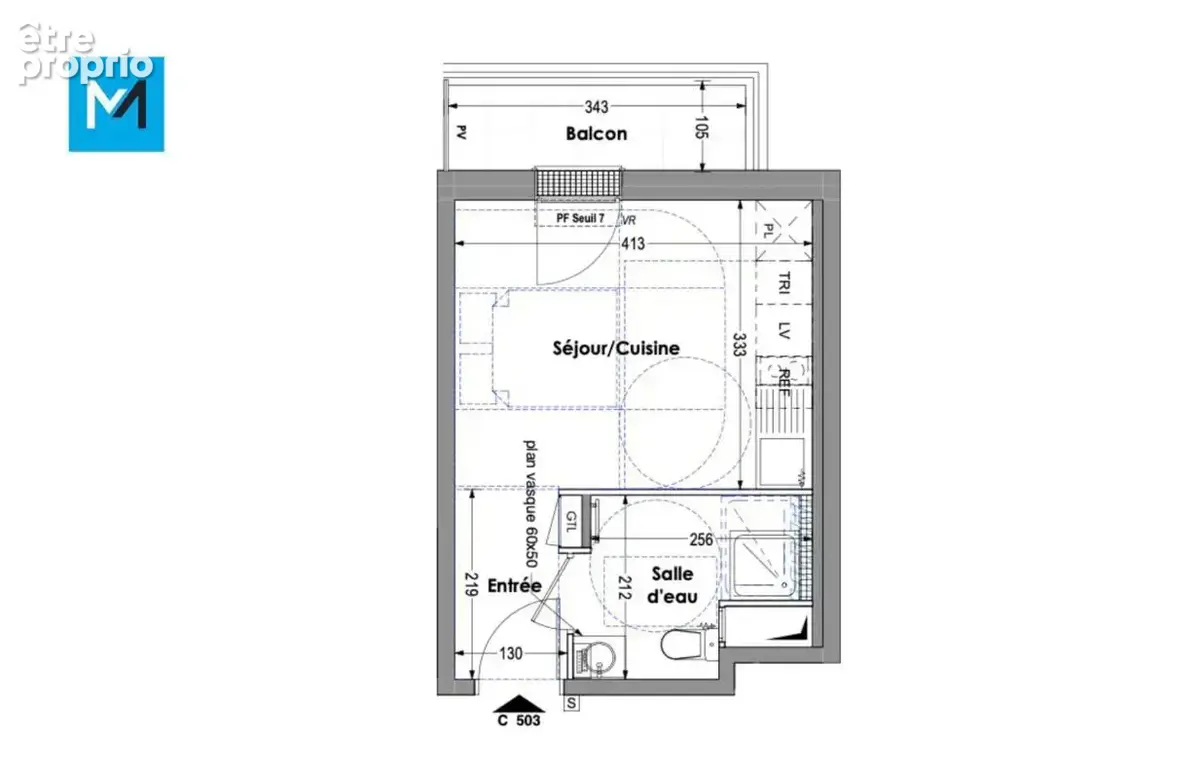 Studio - immeuble récent - balcon - vue dégagée - photo 12