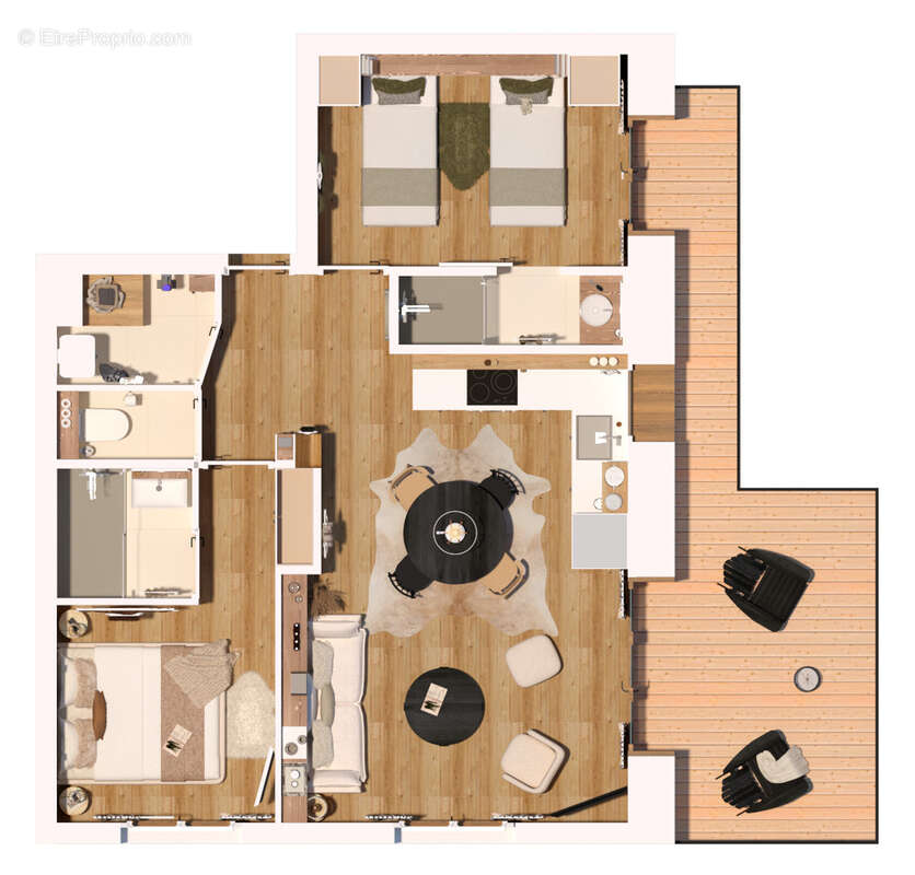 Appartement 3 pièces 49 m2 avec terrasse - photo 7