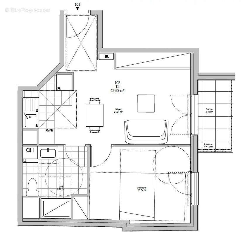 T2 neuf avec balcon – saint-denis cœur de ville – 263 000 € - photo 3