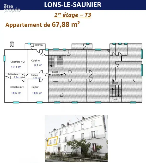 PLAN APPARTEMENT DE 67.88 M² - Appartement à LONS-LE-SAUNIER